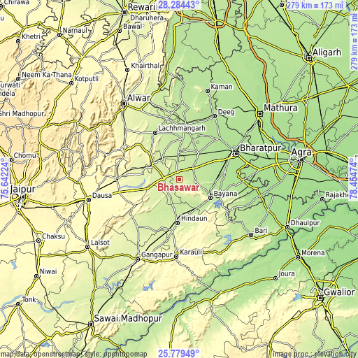 Topographic map of Bhasāwar