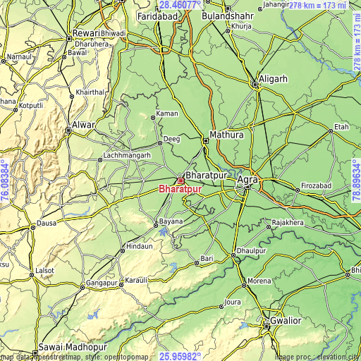 Topographic map of Bharatpur