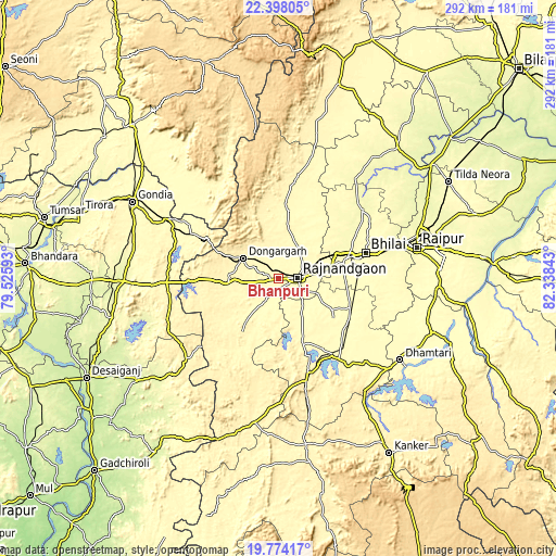 Topographic map of Bhānpurī