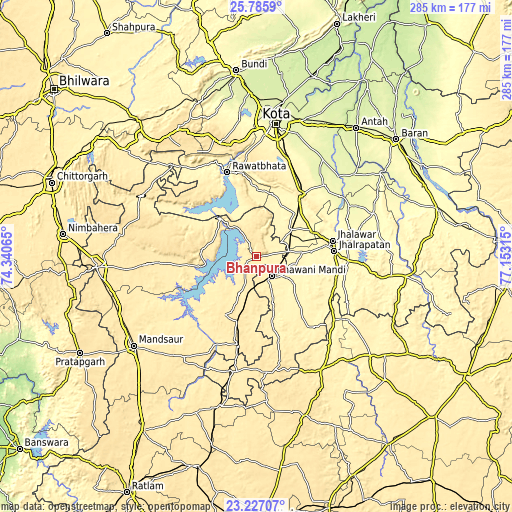 Topographic map of Bhānpura