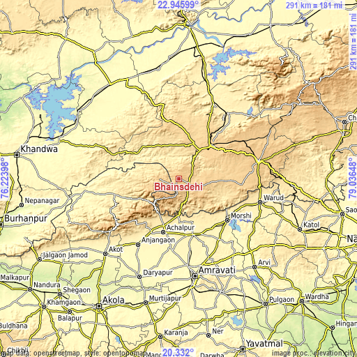 Topographic map of Bhainsdehi