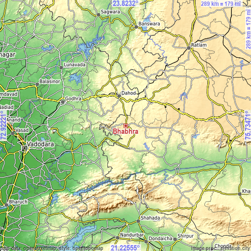 Topographic map of Bhābhra