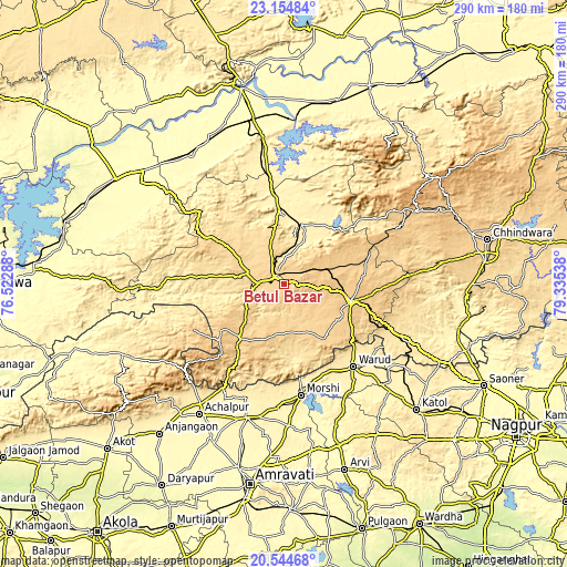 Topographic map of Betūl Bazār