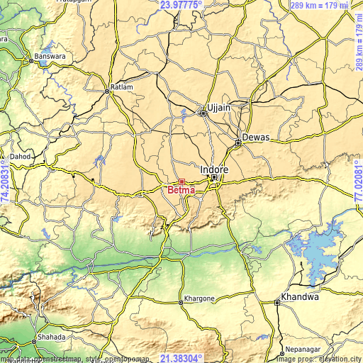 Topographic map of Betma