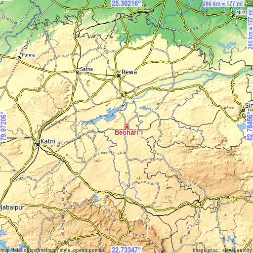 Topographic map of Beohāri