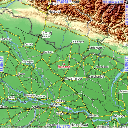 Topographic map of Belsand