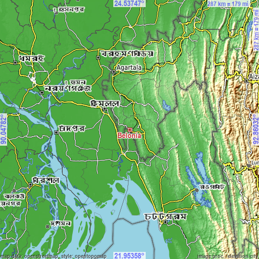 Topographic map of Belonia