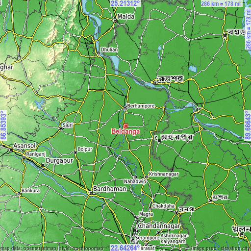 Topographic map of Beldānga