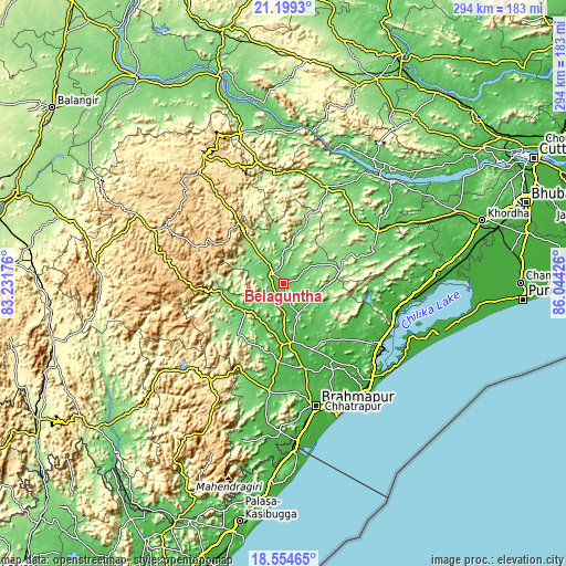 Topographic map of Belaguntha