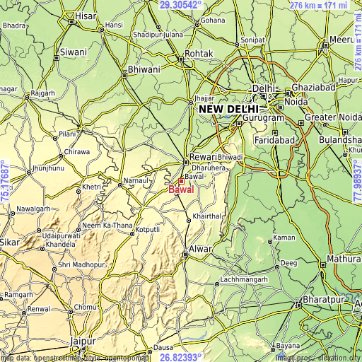 Topographic map of Bāwal