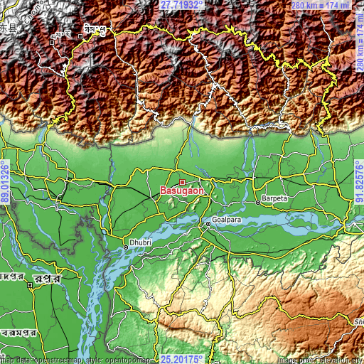 Topographic map of Bāsugaon