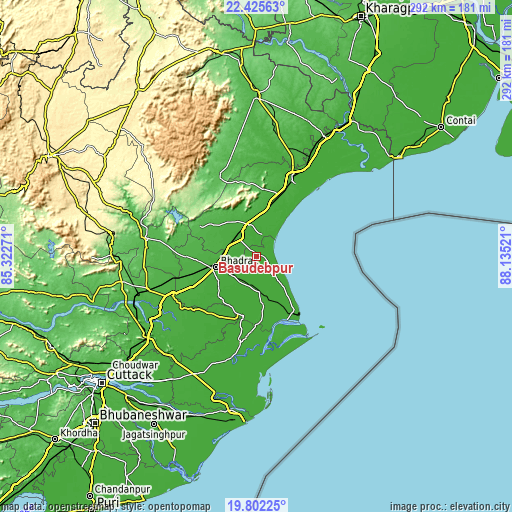Topographic map of Bāsudebpur