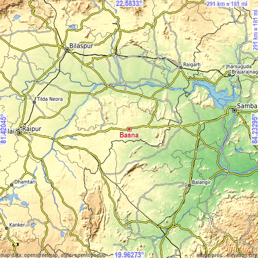 Topographic map of Basna