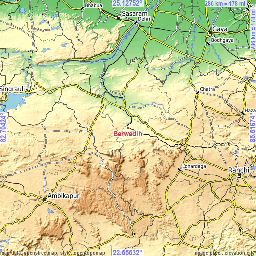 Topographic map of Barwādih
