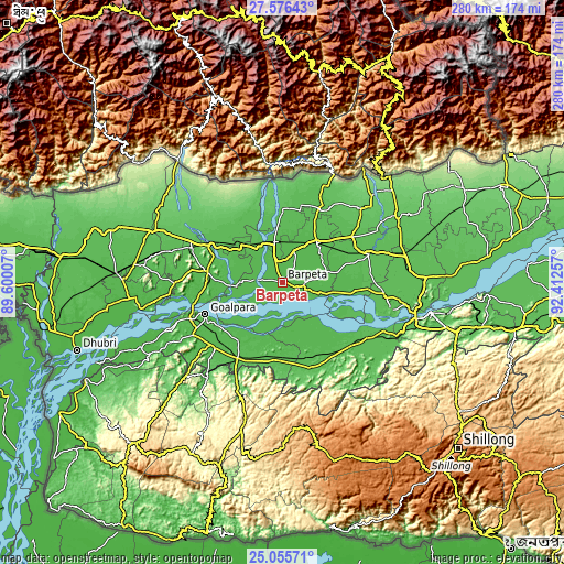 Topographic map of Barpeta