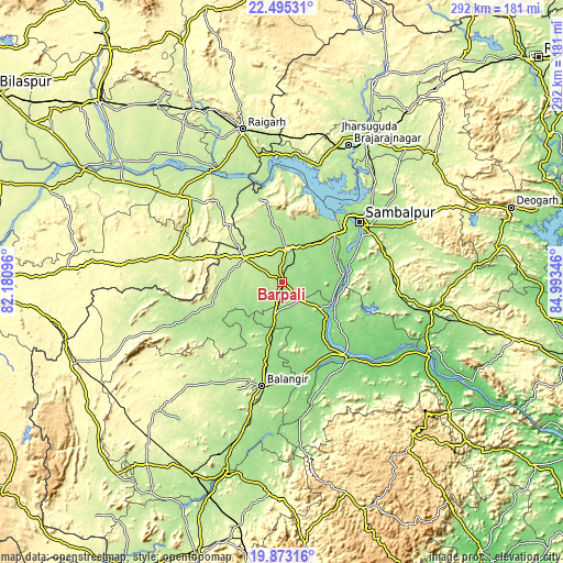 Topographic map of Barpāli