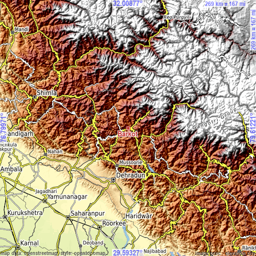 Topographic map of Barkot