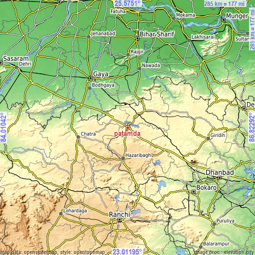 Topographic map of patamda