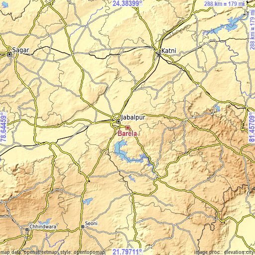 Topographic map of Barela