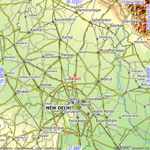 Topographic map of Baraut