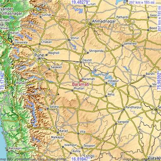 Topographic map of Bārāmati