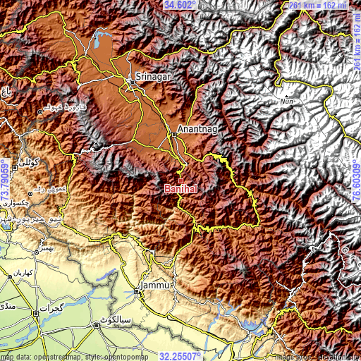 Topographic map of Banihāl