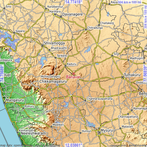 Topographic map of Bānāvar