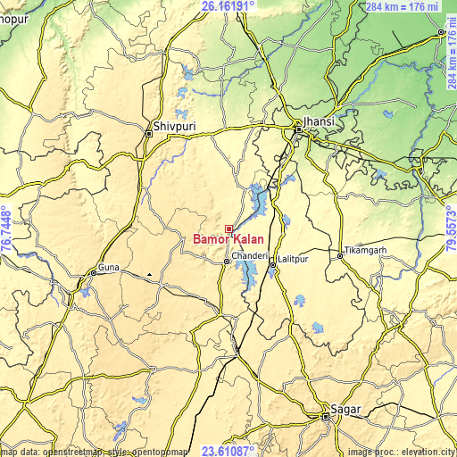 Topographic map of Bāmor Kalān