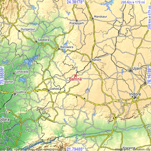 Topographic map of Bamna