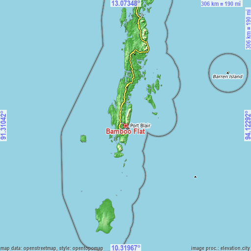 Topographic map of Bamboo Flat