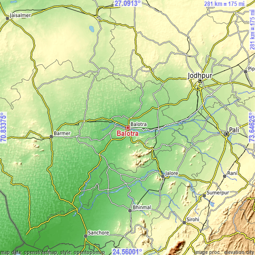 Topographic map of Bālotra