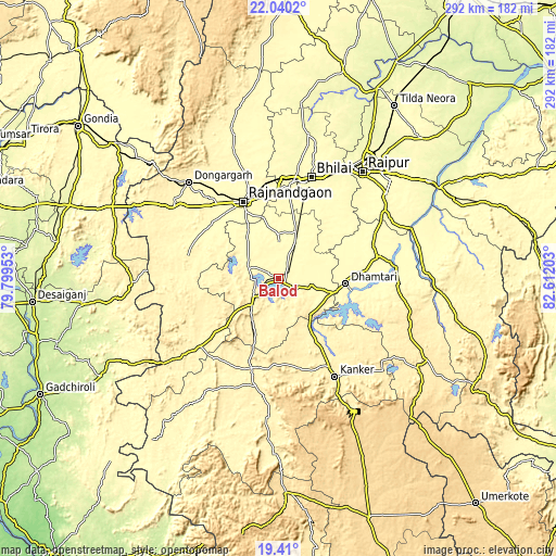 Topographic map of Balod