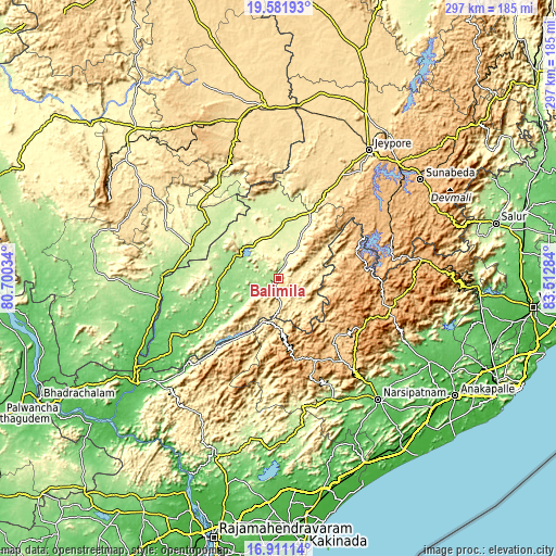 Topographic map of Balimila