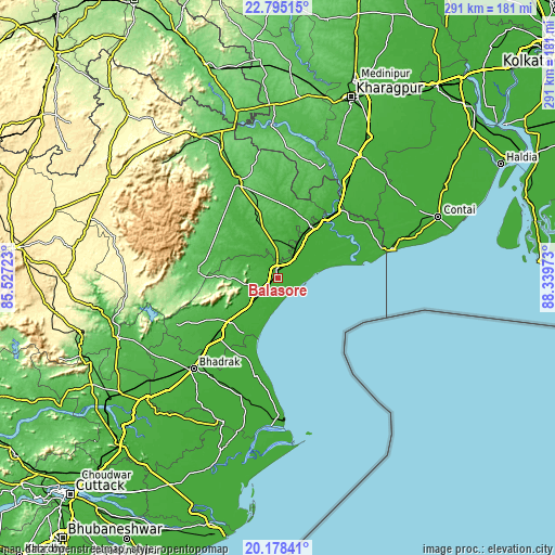 Topographic map of Balasore