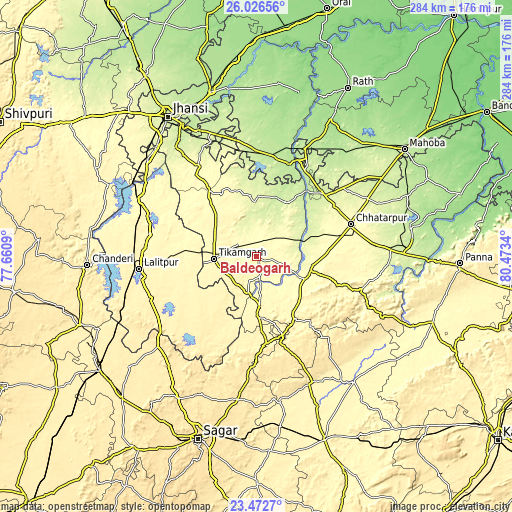 Topographic map of Baldeogarh