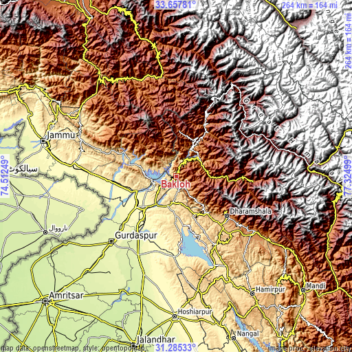 Topographic map of Bakloh