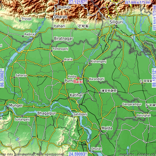 Topographic map of Baisi