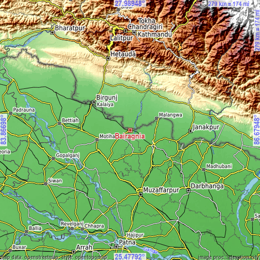 Topographic map of Bairāgnia