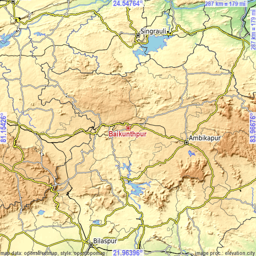 Topographic map of Baikunthpur