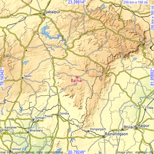 Topographic map of Baihar