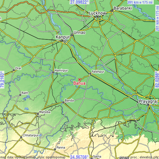Topographic map of Bahua