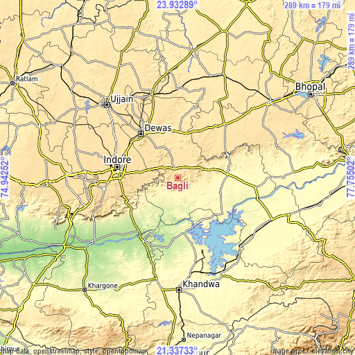 Topographic map of Bāgli