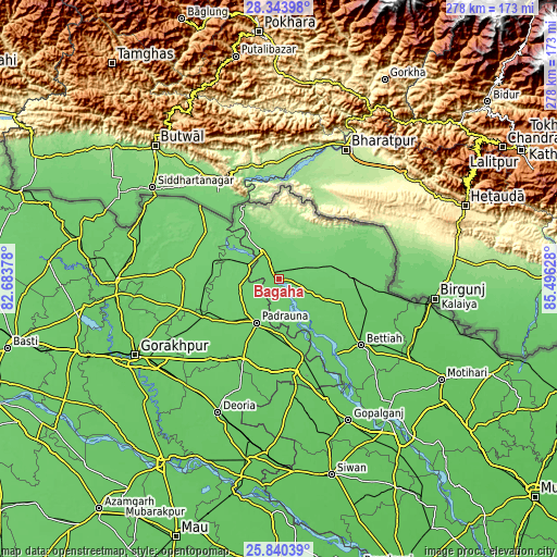 Topographic map of Bagaha