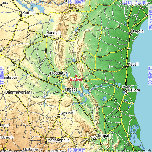 Topographic map of Badvel