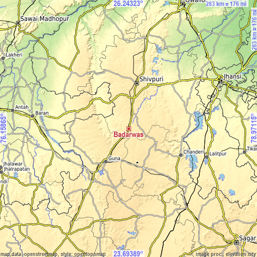 Topographic map of Badarwās