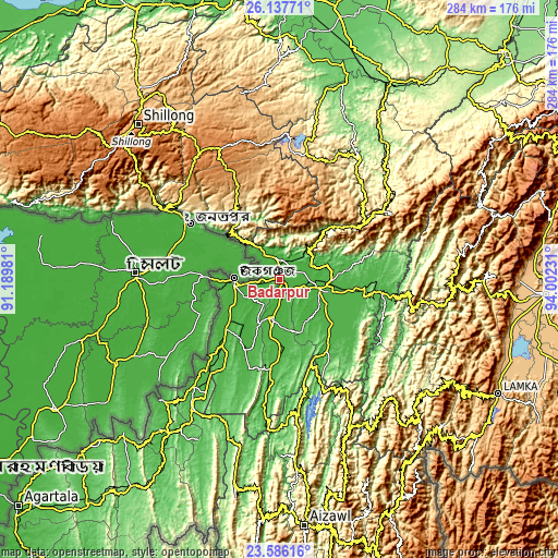 Topographic map of Badarpur