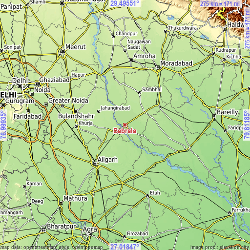 Topographic map of Babrāla