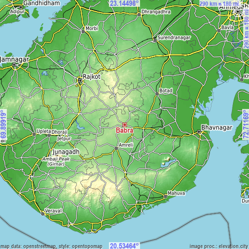 Topographic map of Bābra