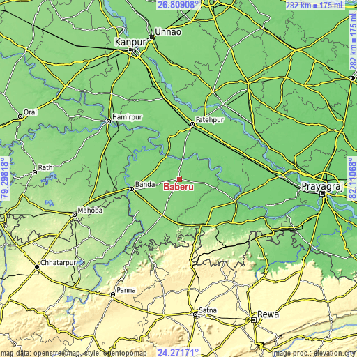 Topographic map of Baberu