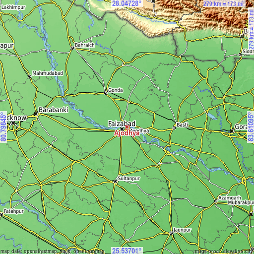 Topographic map of Ajodhya